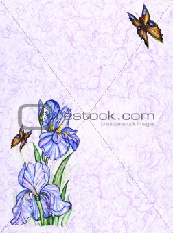 card design with decorative flowers and butterfly