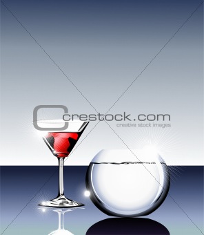 Cocktail glass and fishbowl 