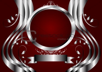 Silver and Red Floral Background Template