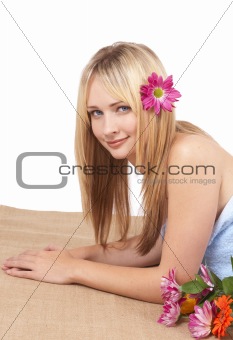 Beautiful blonde woman at a spa