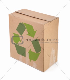 cardboard box with recycle symbol