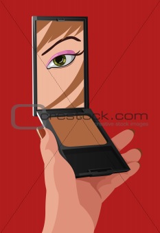 Vector illustration of girl with mirror 