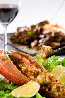 Chinese style cooked lobster