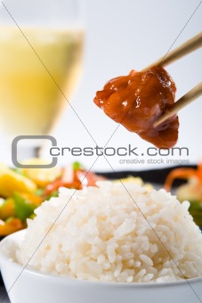 rice and sweet sour pork