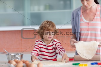 Mother and son Baking in the Kitchen