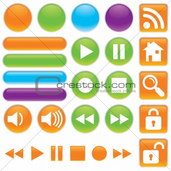 Audio and Video Shiny Gel Button Set