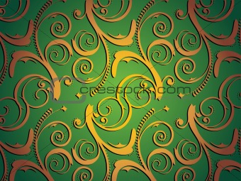 green background with yellow artwork