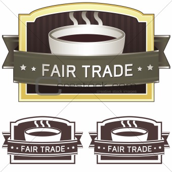 Fair trade coffee package or menu label