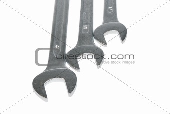 Three wrench on a white background.