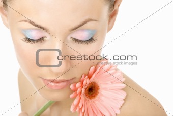 Inhaling flower aroma