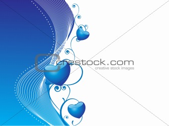 valentines heart and wave elements in blue, wallpaper