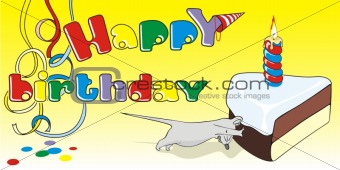 The mouse steals a celebratory pie.