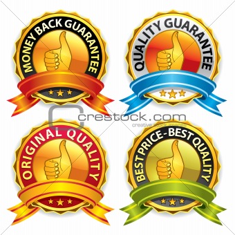 Guarantee badges with ribbon