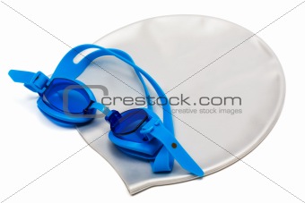 Glasses and cap for swimming