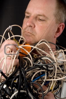 Man Tangled in Wires