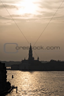 San Giorgio Maggiore as a silhouette in the morning light, Venic