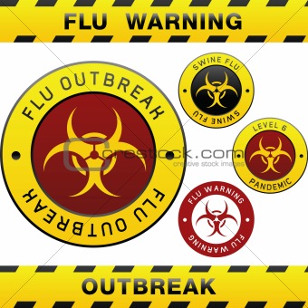 Swine flu warning labels and badges
