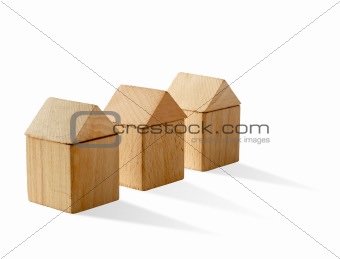 three house with shadow