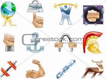  Strength Icon Set Series Design Elements