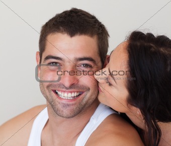 Woman kissing her Boyfriend