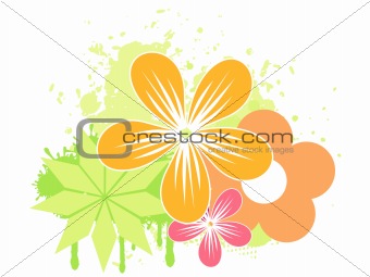 vector illustration of flower with grunge
