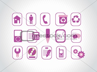 set of abstract purple logos, vector illustration