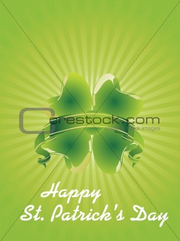 abstract rays background with ribbon, clover