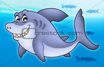 Smiling cartoon shark