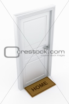 Door with "home" doormat