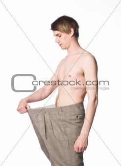 Man wearing over-sized trousers