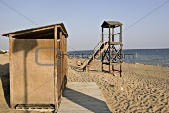 Lifeguard tower and cabana in Greece