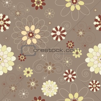 Retro/vintage/modern floral seamless background