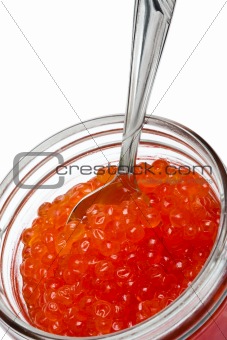 spoon and red caviar