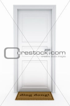 Door with "ding dong?" doormat