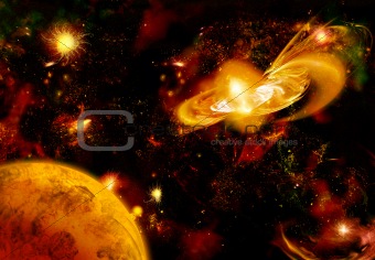 Space with nebula, look like Saturn