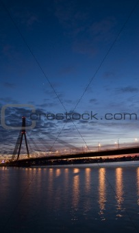 Riga Vansu Bridge At Night