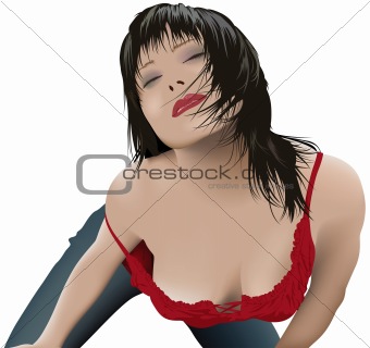 Sexy Girl with Black Hair