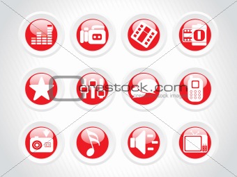 web 2.0 glassy icons set in red