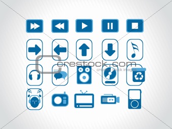 web browser and email icon set series, blue