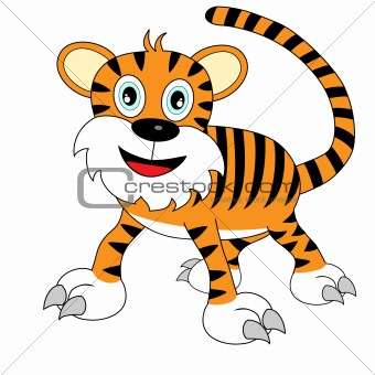 Cute Happy Looking Cartoon Tiger