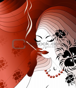 Smoking noblewoman