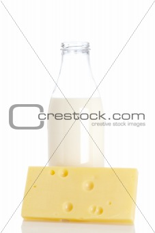 Cheese and milk bottle