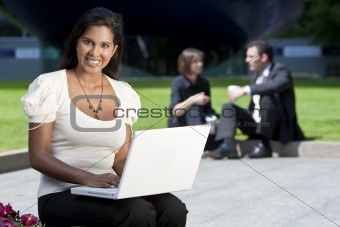 Beautiful Asian Woman on Laptop