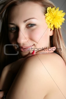 woman with  flower