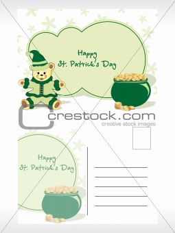 st. patric postcard with cartoon, earthenware