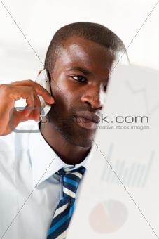 businessman examining documents