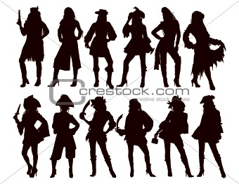 Sexy Pirate Girls Silhouettes