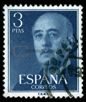 vintage stamp depicting the dictator General Francisco franco