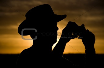 Cowboy in the sunset
