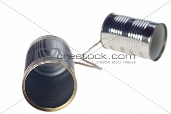 tin can telephone isolated on white